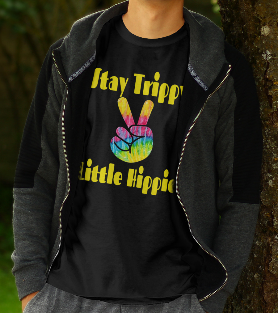 Stay Trippy Little Hippie Tie-Dye Peace Sign Retro T-Shirt