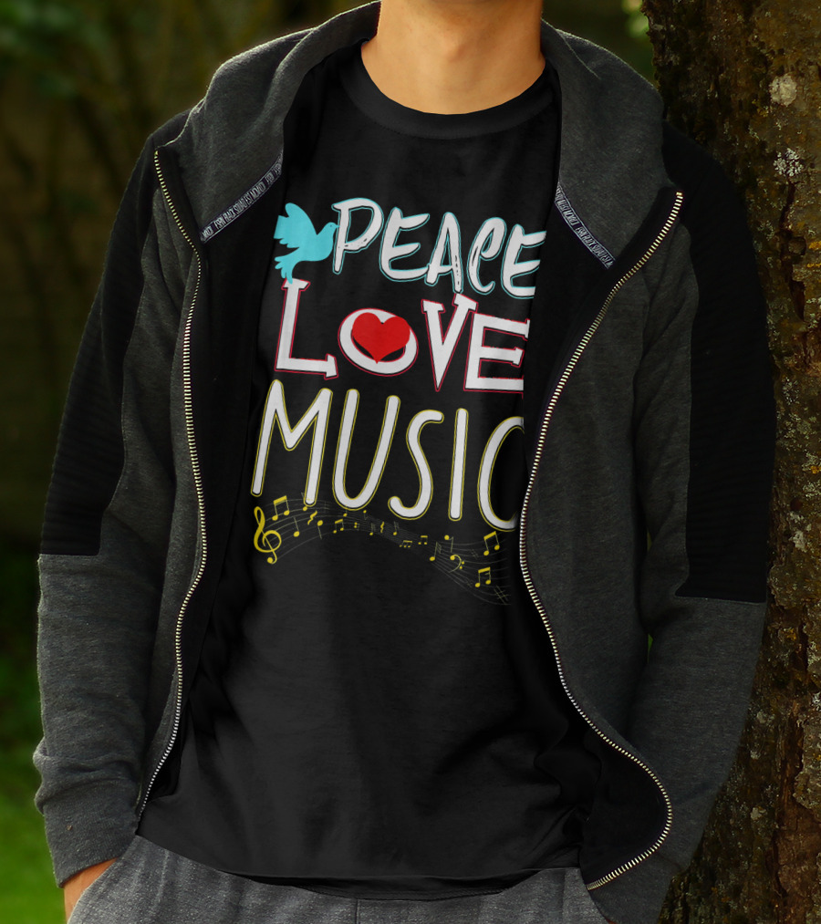 Peace Love Music Cute Hippie Hipster Festival T-Shirt