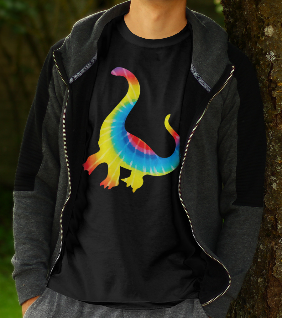Tie Dye Rainbow Dinosaur Print Rex Hip T-Shirt