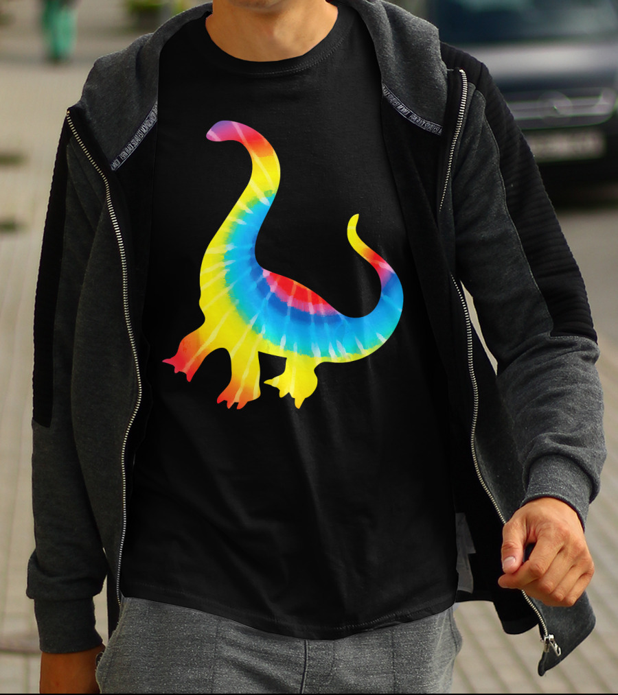 Tie Dye Rainbow Dinosaur Print Rex Hip T-Shirt