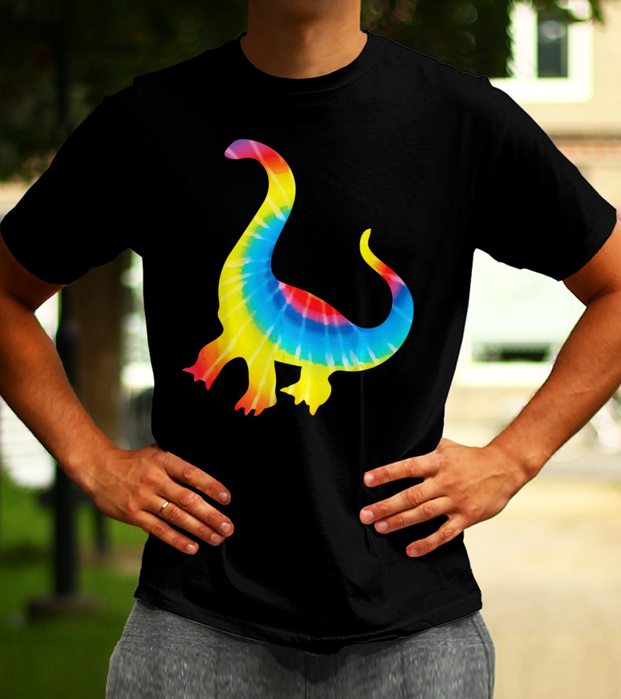 Tie Dye Rainbow Dinosaur Print Rex Hip T-Shirt