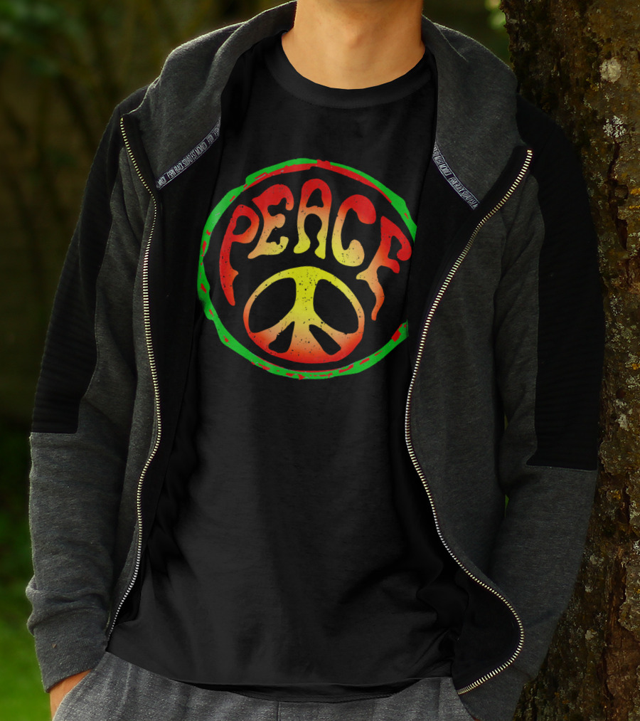 Rasta Peace Sign 60s Hippie T-Shirt