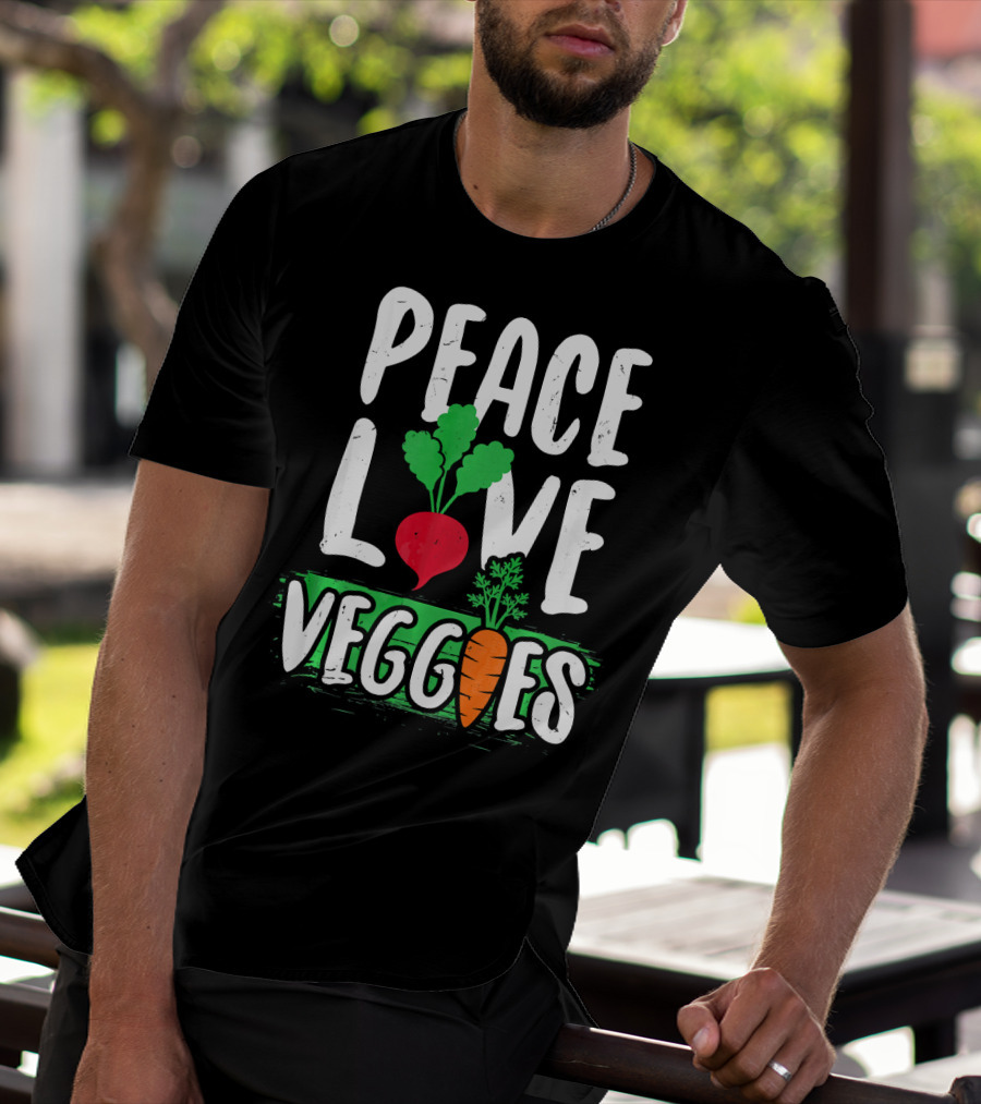 Peace Love Veggies Vegetarian Carrot And Radish T-Shirt