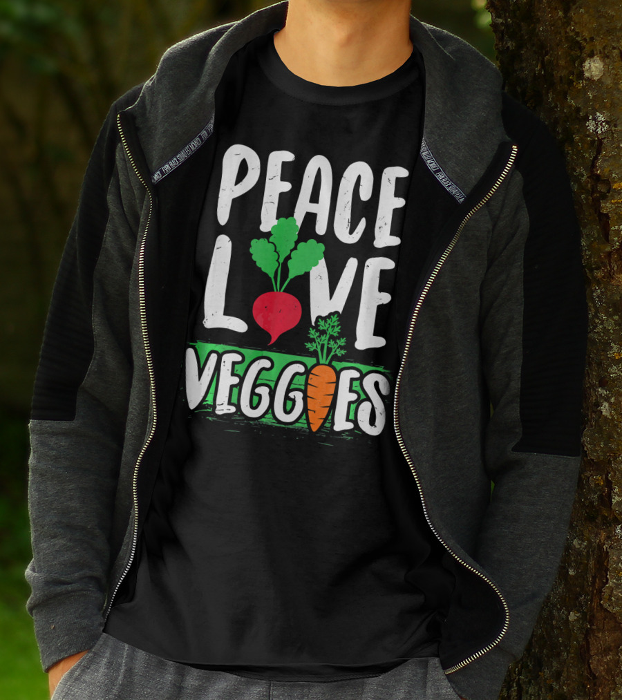 Peace Love Veggies Vegetarian Carrot And Radish T-Shirt
