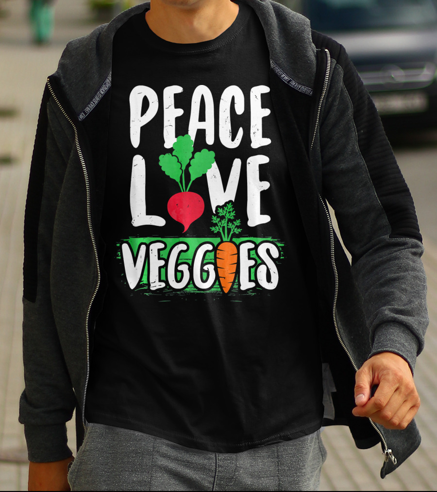 Peace Love Veggies Vegetarian Carrot And Radish T-Shirt