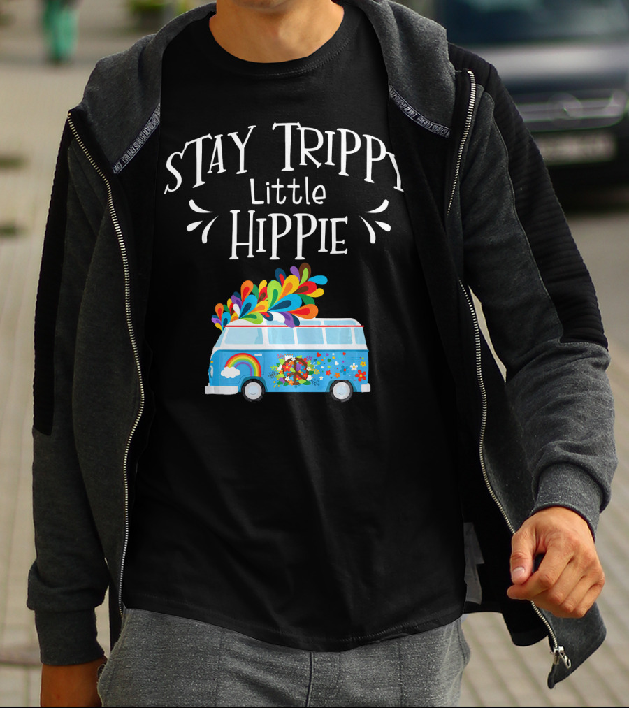 Stay Trippy Little Hippie Peace Van Rainbow Flower Power T-Shirt
