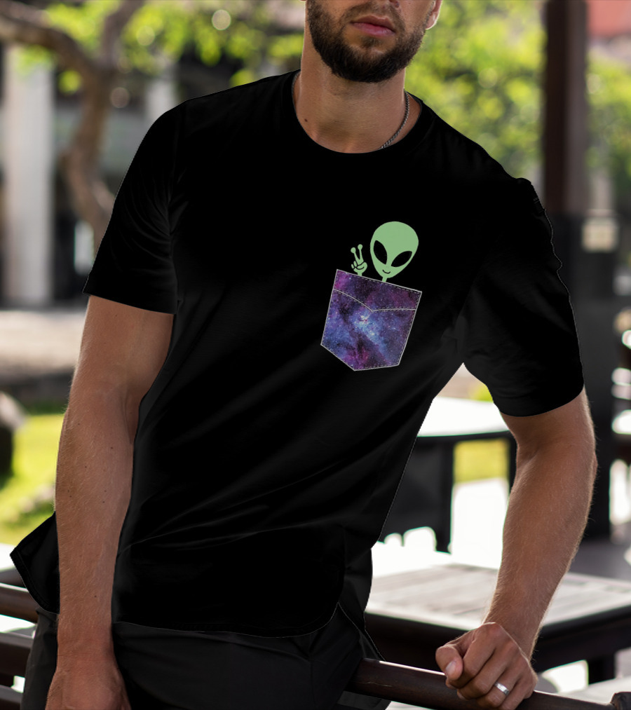 Alien Pocket UFO From Cosmic Galaxy Peace T-Shirt