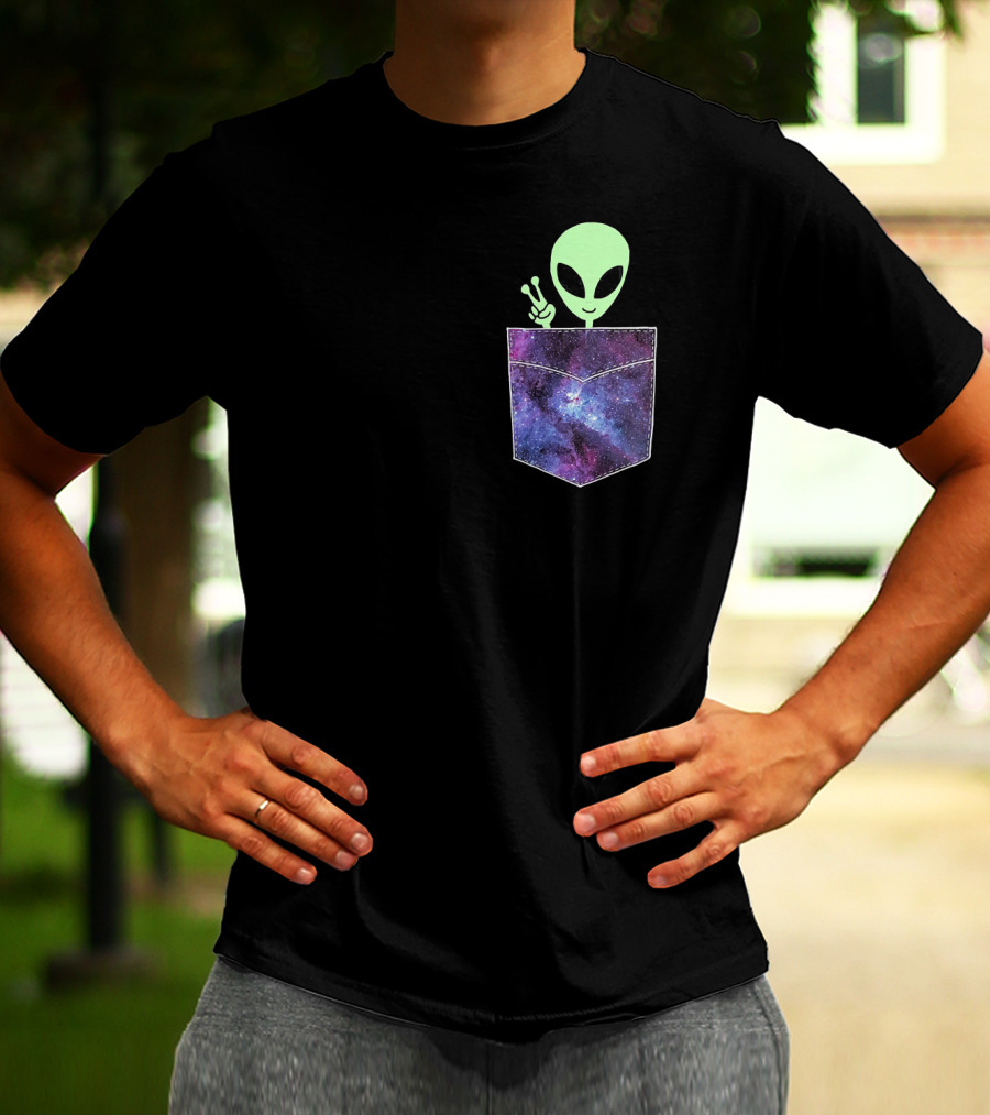 Alien Pocket UFO From Cosmic Galaxy Peace T-Shirt