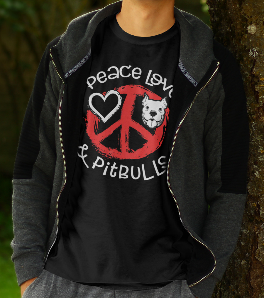Peace Love And Pitbulls Heart Dog Lovers T-Shirt