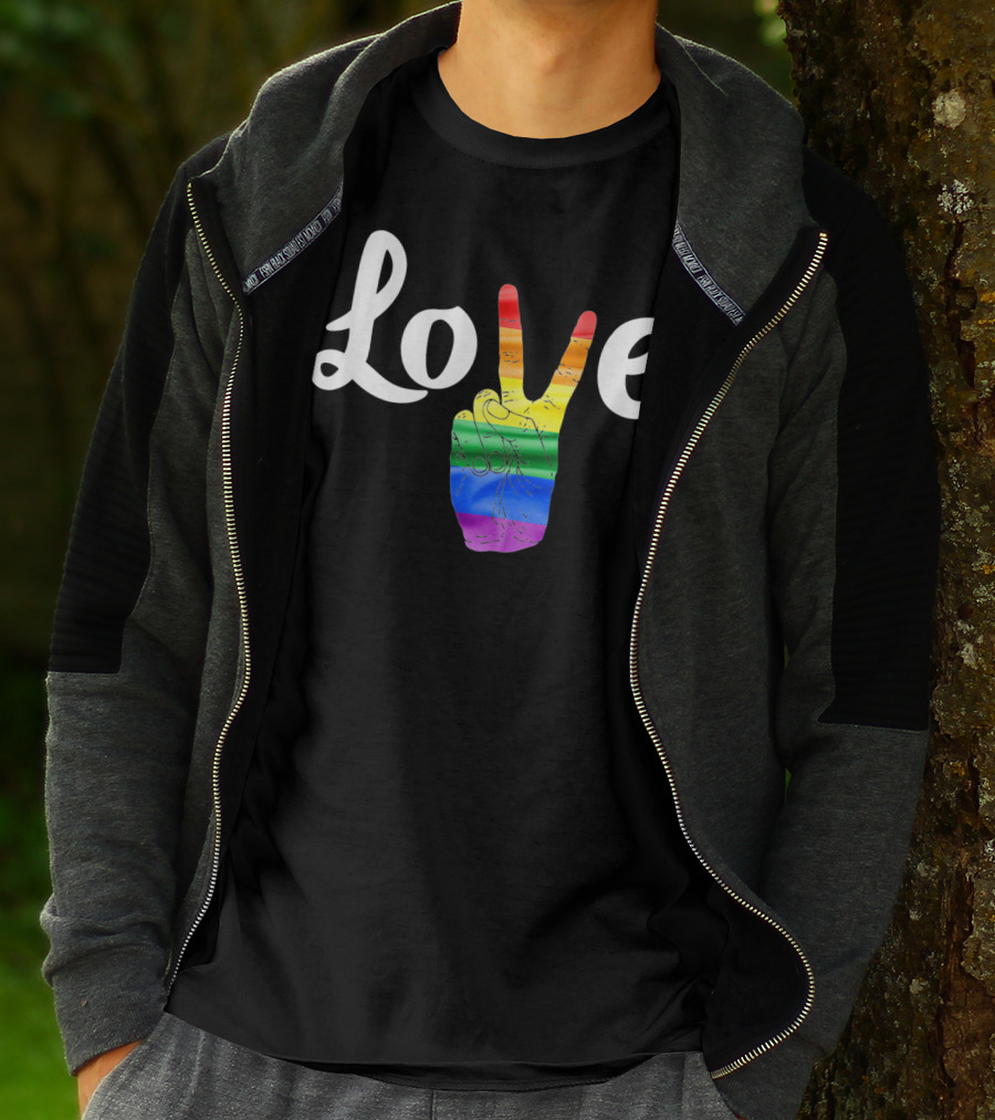 LOVE Peace Sign Rainbow Gay Pride T-Shirt