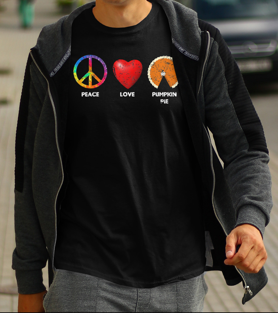 Family Thanksgiving Peace Love Pumpkin Pie T-Shirt