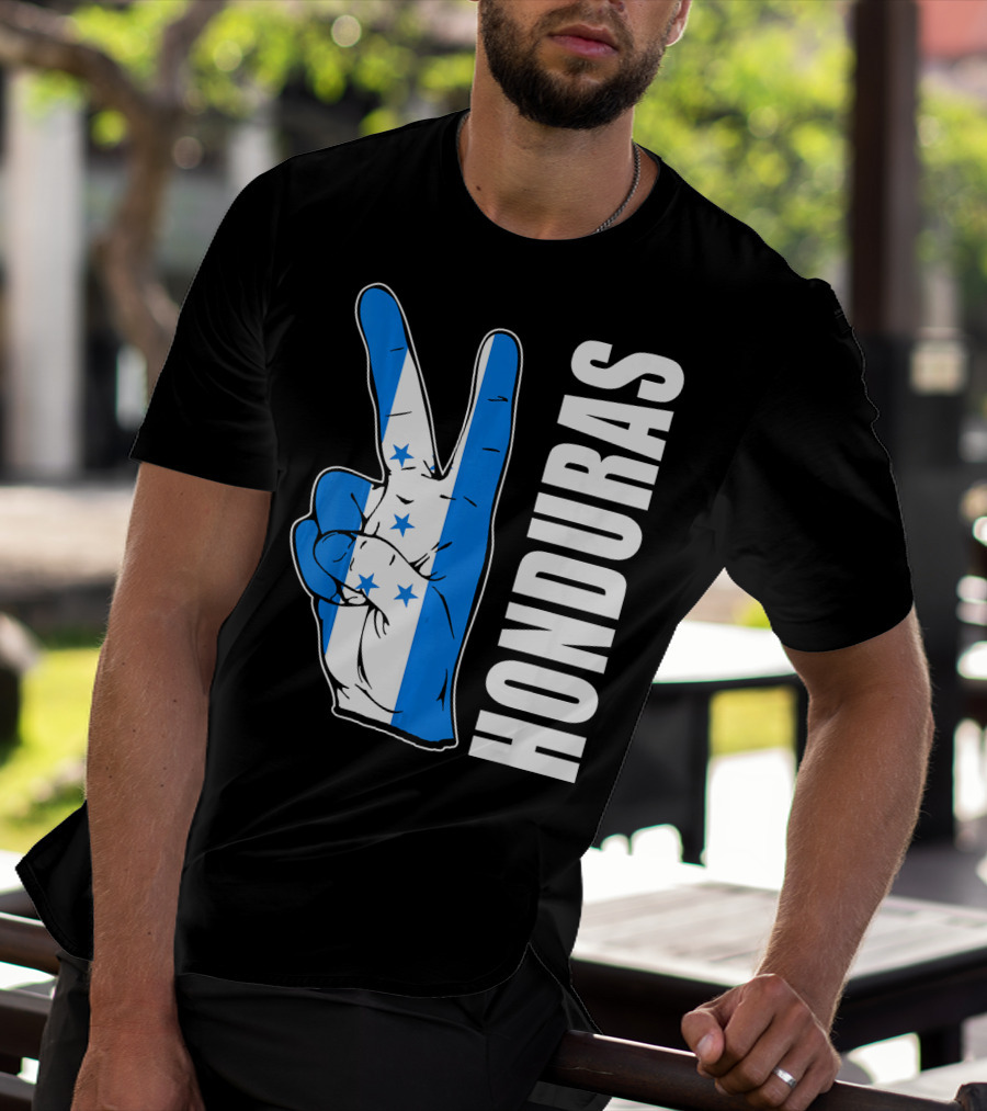 Peace In Honduras Love Hondura Honduran Flag V Sign T-Shirt