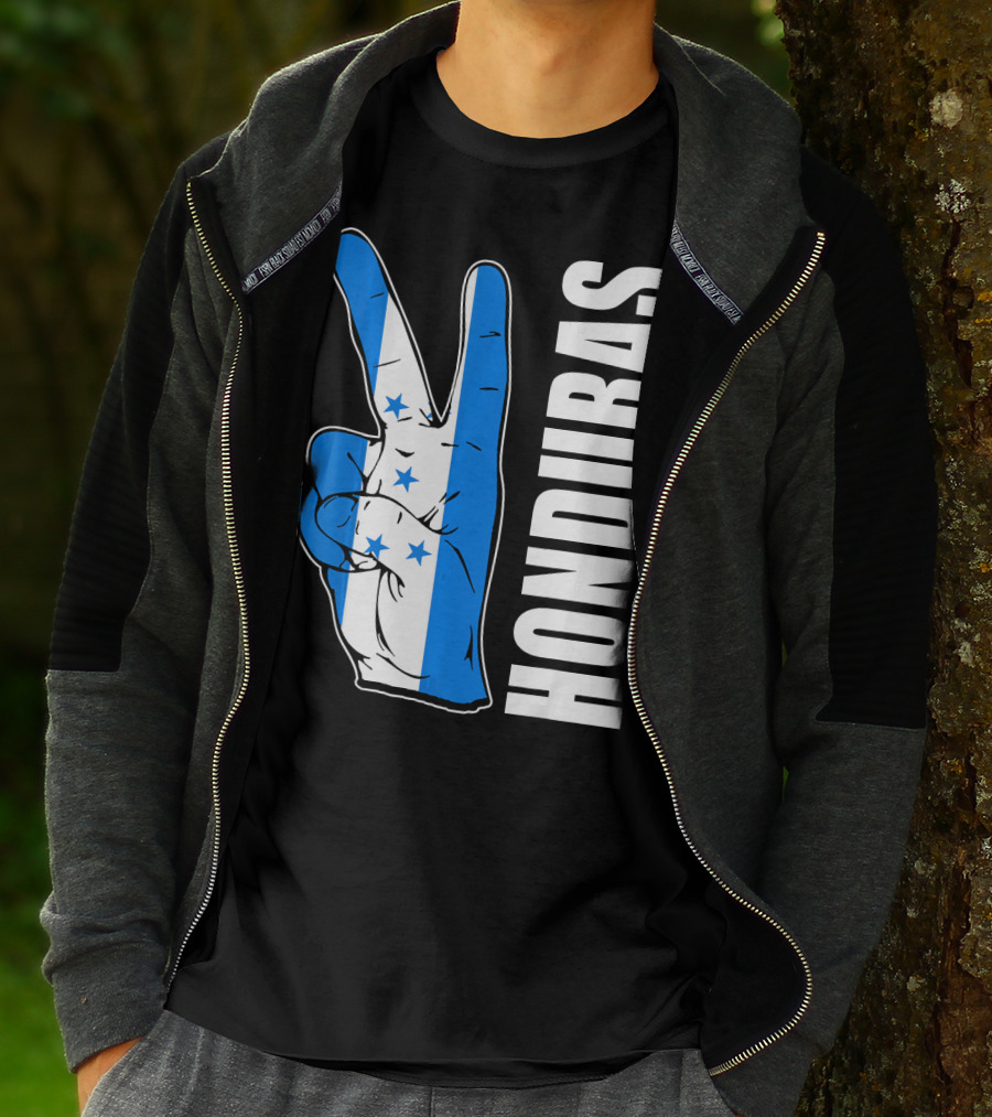 Peace In Honduras Love Hondura Honduran Flag V Sign T-Shirt