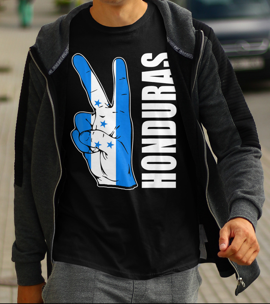 Peace In Honduras Love Hondura Honduran Flag V Sign T-Shirt