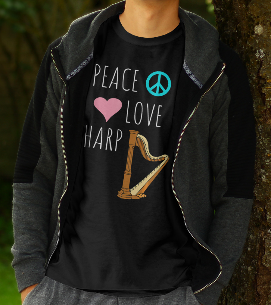 Peace Love Harp Player Musician Harpist T-Shirt