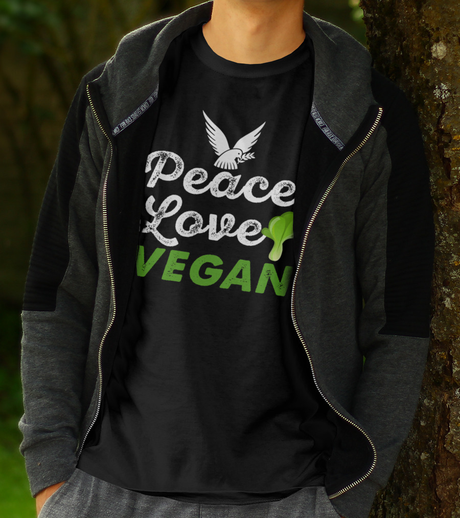 Peace Love Vegan Dove Leaf T-Shirt