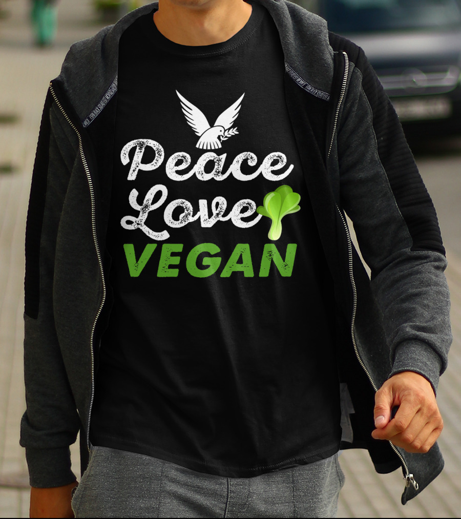 Peace Love Vegan Dove Leaf T-Shirt