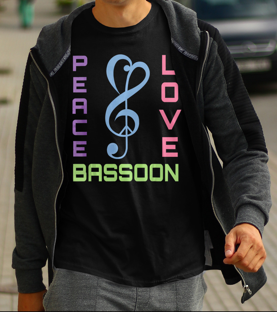 Peace Love Bassoon Music T-Shirt