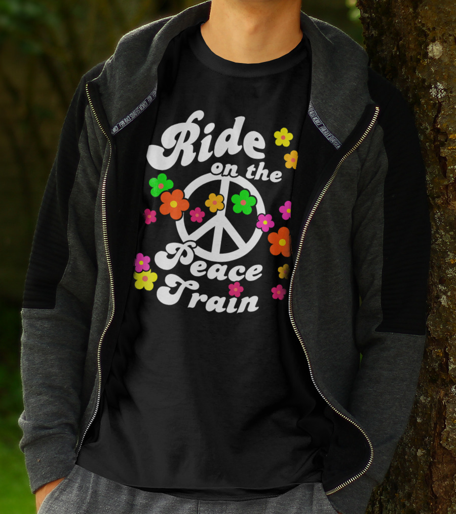 Ride On The Peace Train Flower Power T-Shirt