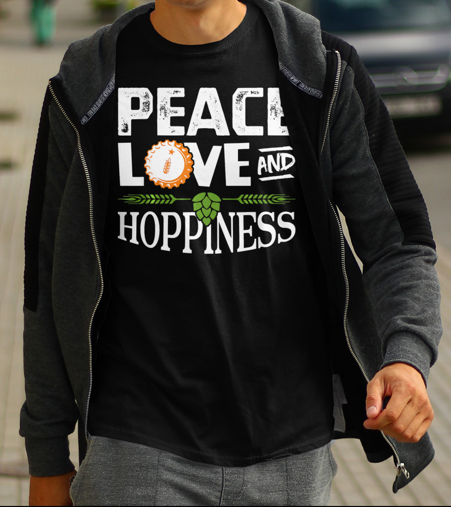 Peace Love And Hoppiness Craft Beer IPA Cappuccino Cup Wheat Symbol Hops T-Shirt