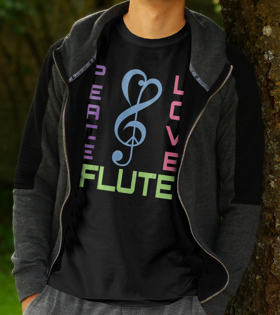 Peace Love Flute Music Clef Harmony T-Shirt
