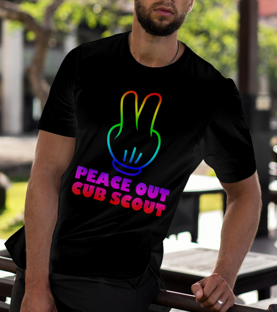 Peace Out Cub Scout Rainbow Hand Gesture T-Shirt