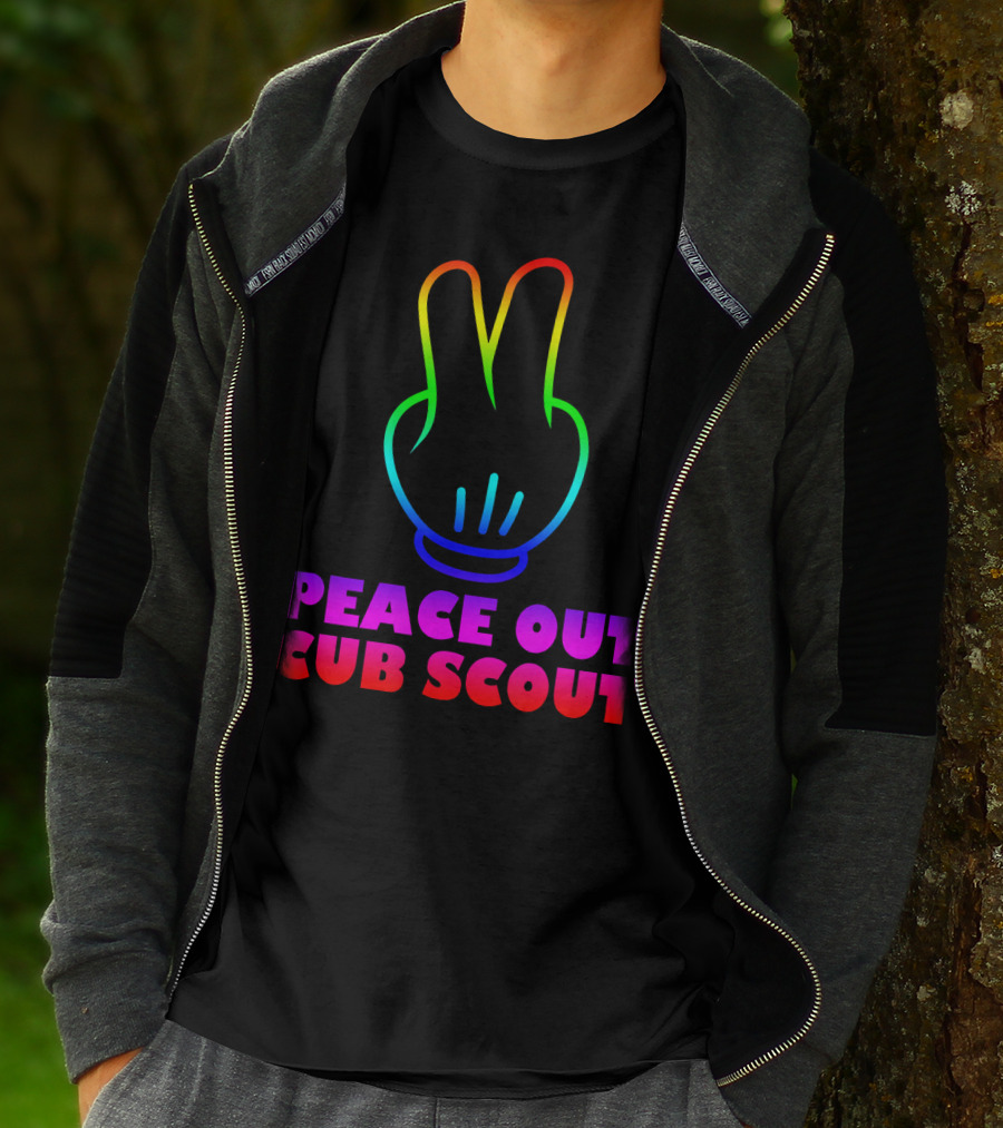 Peace Out Cub Scout Rainbow Hand Gesture T-Shirt