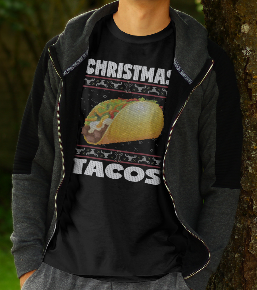 Christmas Tacos Ugly Sweater Funny Holiday T-Shirt