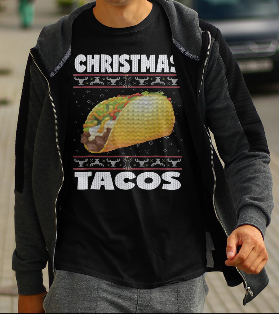 Christmas Tacos Ugly Sweater Funny Holiday T-Shirt