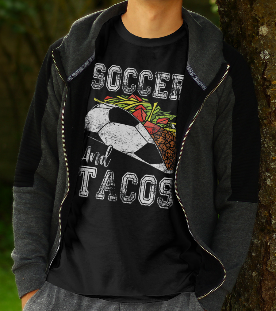 Soccer And Tacos Funny Taco Sports Lovers Delight T-Shirt