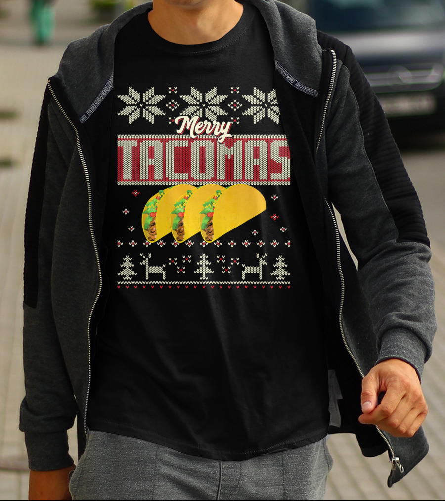 Merry Tacomas Ugly Christmas Sweater Taco Knit T-Shirt
