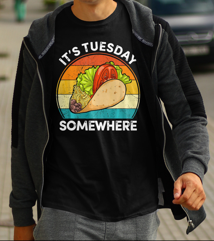 It's Tuesday Somewhere Vintage Taco Retro Stripes T-Shirt