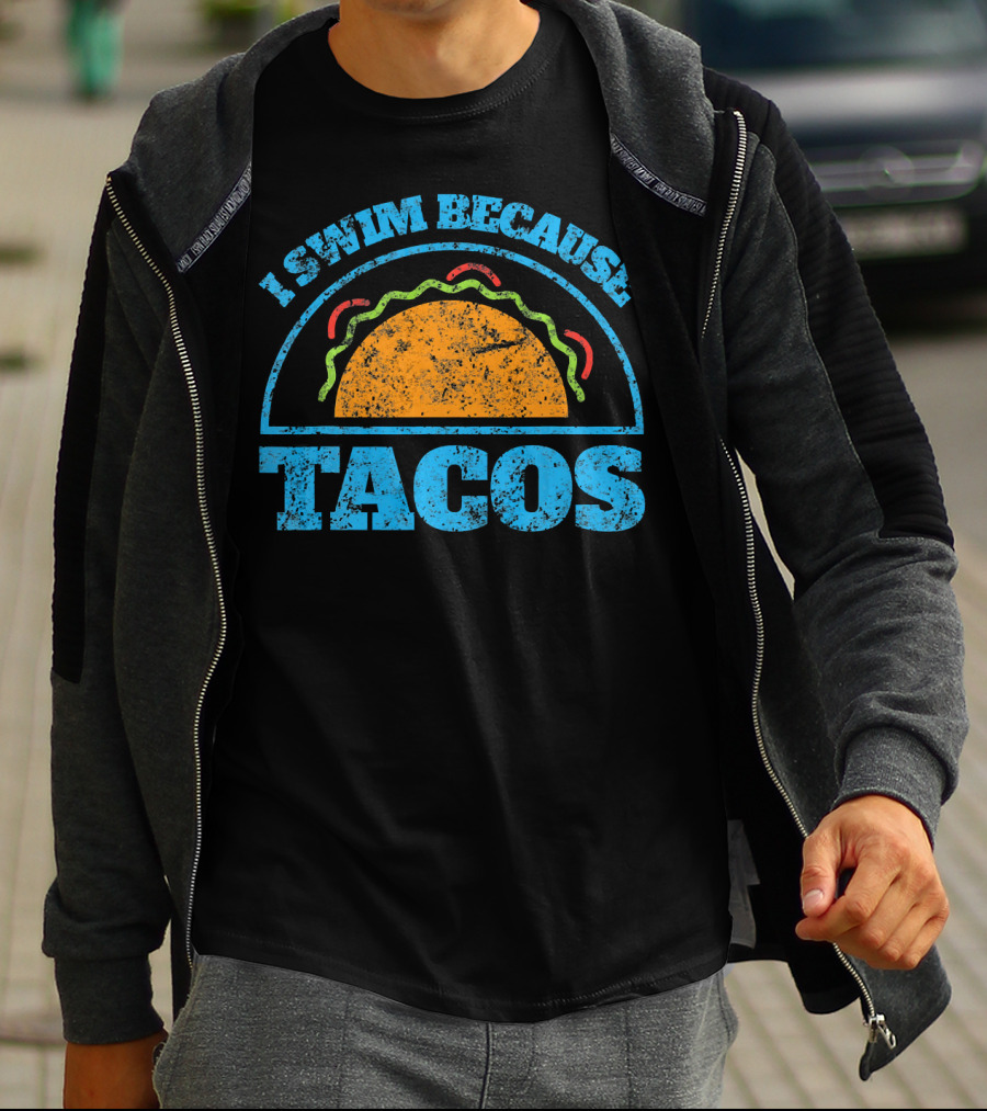 Vintage I Swim Because Tacos Funny Swimm Taco T-Shirt