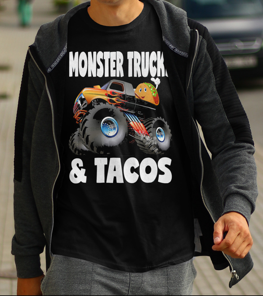 Monster Trucks And Tacos Funny Cute Taco Truck Adventure T-Shirt