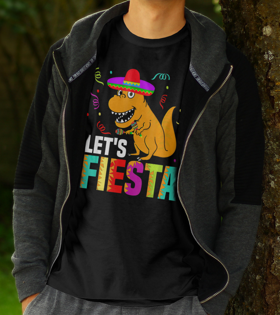 Let's Fiesta Dinosaur With Sombrero And Maracas T-Shirt