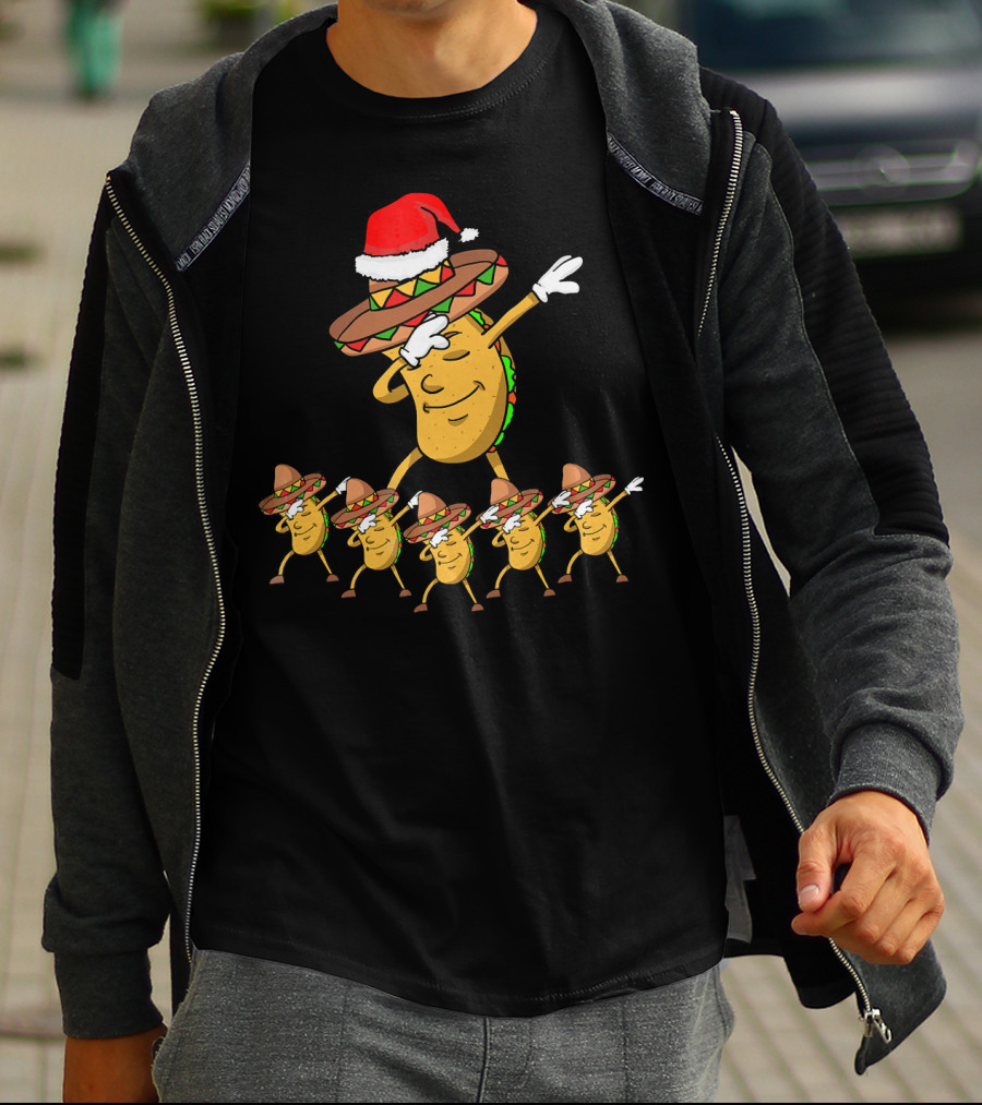 Dabbing Taco Santa Christmas Dance Party Fun T-Shirt
