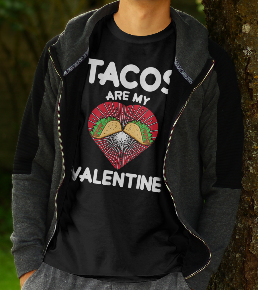 Tacos Are My Valentine Heart With Tacos And Radiating Lines T-Shirt