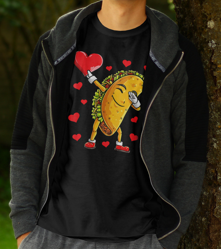 Dabbing Taco With Heart Valentines T-Shirt