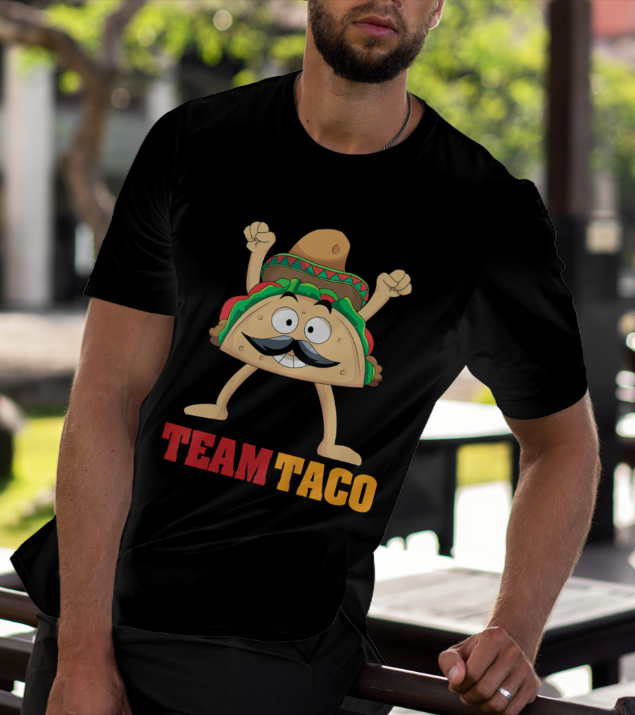 Team Taco Cartoon Mustache Sombrero Enthusiastic T-Shirt