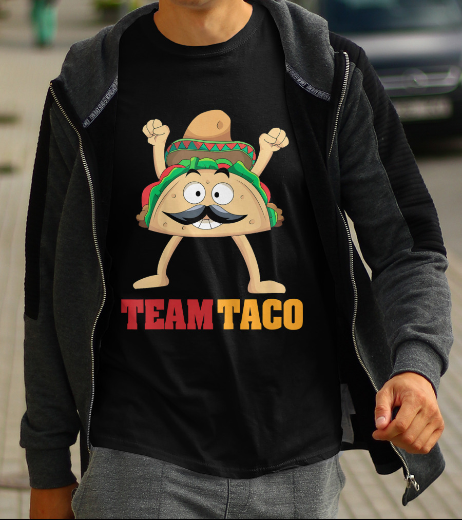 Team Taco Cartoon Mustache Sombrero Enthusiastic T-Shirt