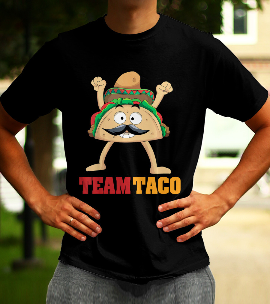 Team Taco Cartoon Mustache Sombrero Enthusiastic T-Shirt