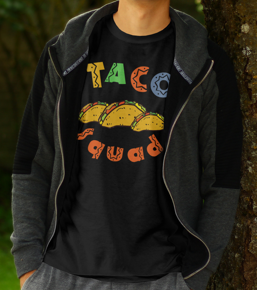Taco Squad Colorful Lettering With Three Tacos T-Shirt