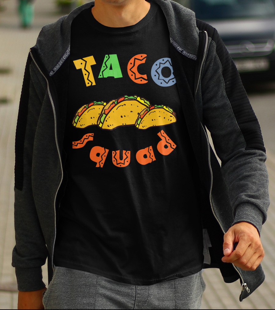 Taco Squad Colorful Lettering With Three Tacos T-Shirt