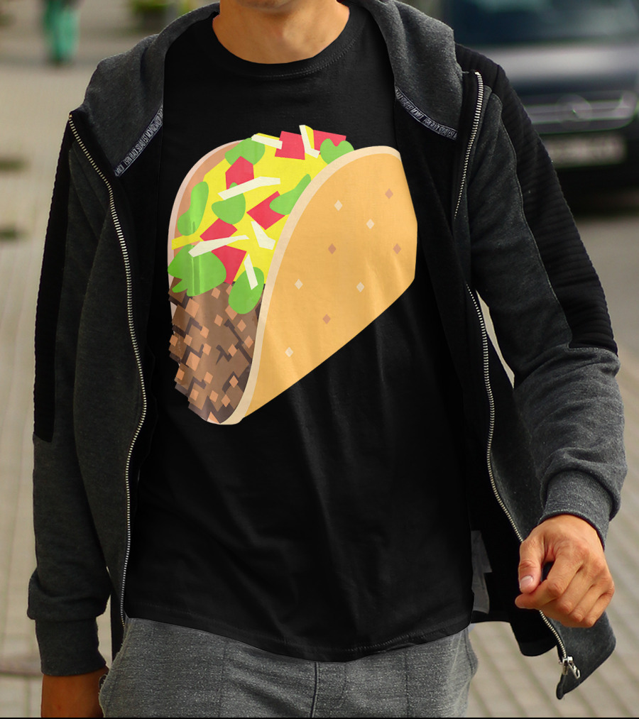 Emoji Taco Tuesday Mexican Tex Mex Torti Pixelated T-Shirt