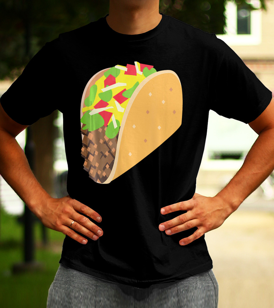 Emoji Taco Tuesday Mexican Tex Mex Torti Pixelated T-Shirt