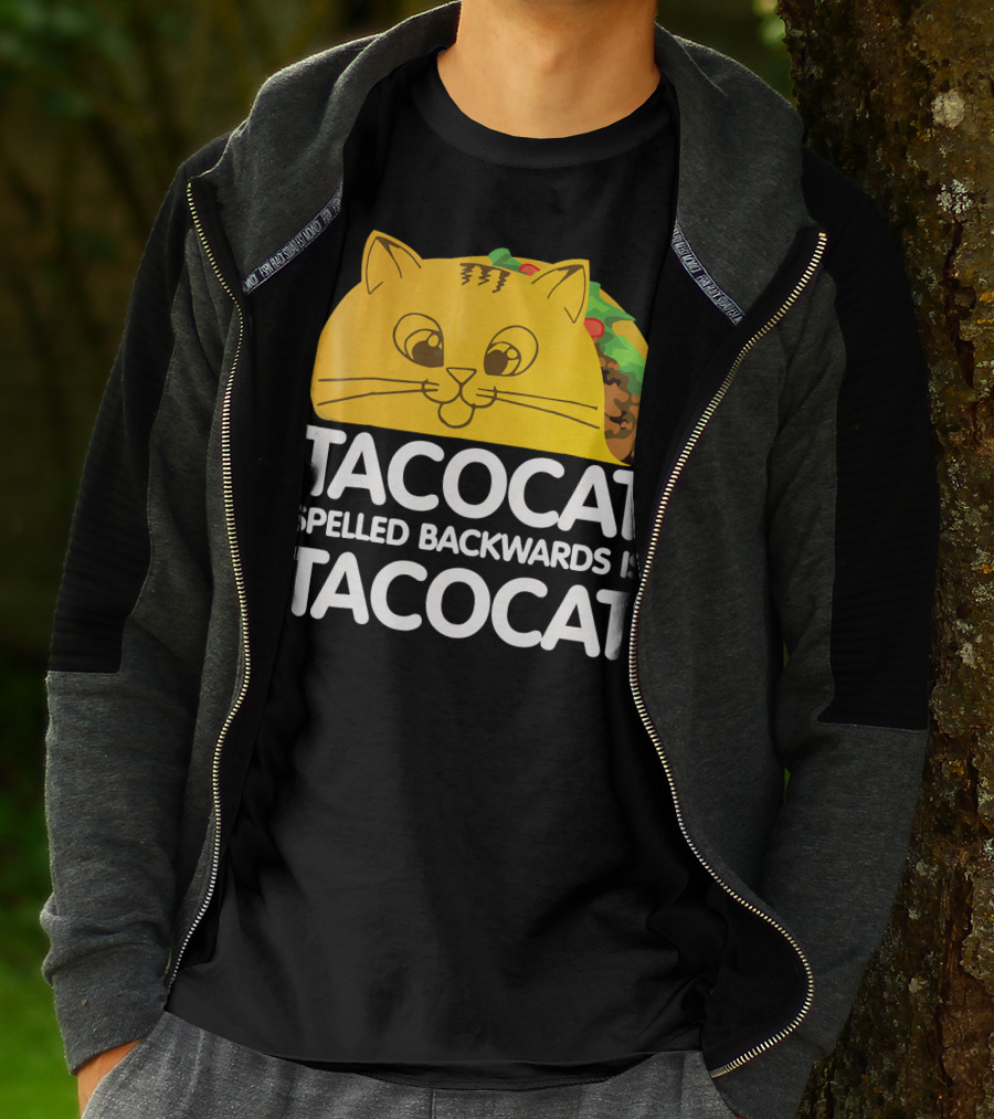 Taco Cat Spelled Backwards Is Tacocat Funny Graphic Taco And Cat Lovers T-Shirt