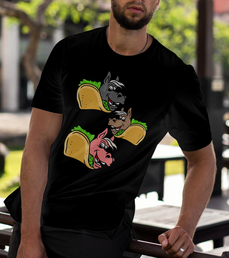 Horses And Tacos Trio Fun Faces T-Shirt