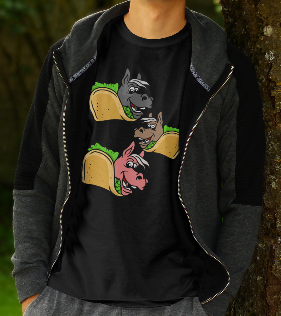 Horses And Tacos Trio Fun Faces T-Shirt
