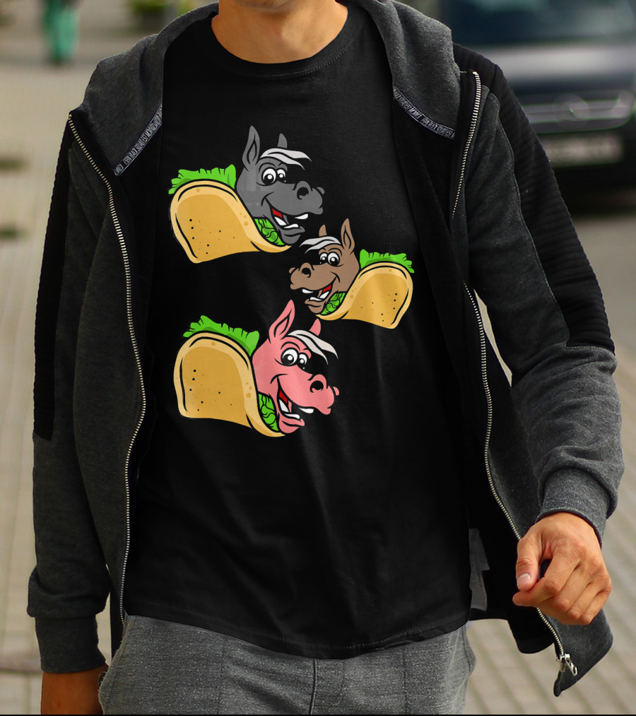 Horses And Tacos Trio Fun Faces T-Shirt