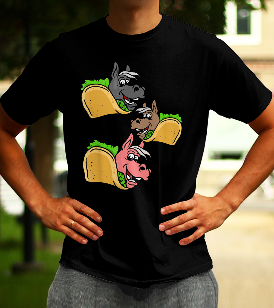 Horses And Tacos Trio Fun Faces T-Shirt